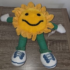 Vintage FIB Bogart Sunflower Smiley Face Plush Stuffed Animal Happy Face w/ Hang